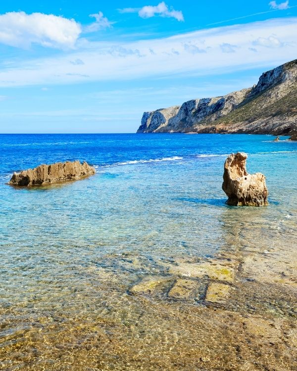 Crystal-clear waters for swimming and snorkelling near Cova Tallada